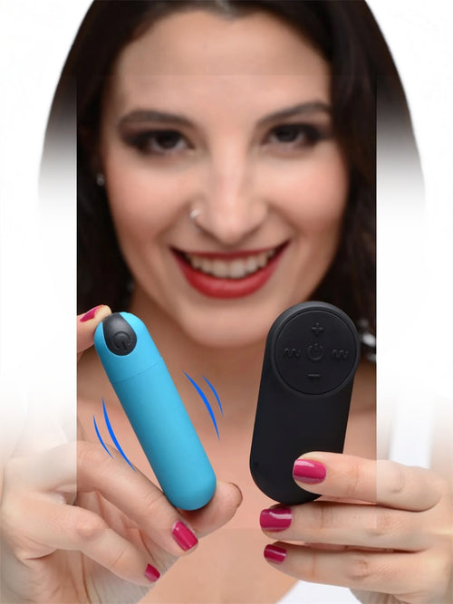 Balle vibrante 21X avec télécommande - Bleue