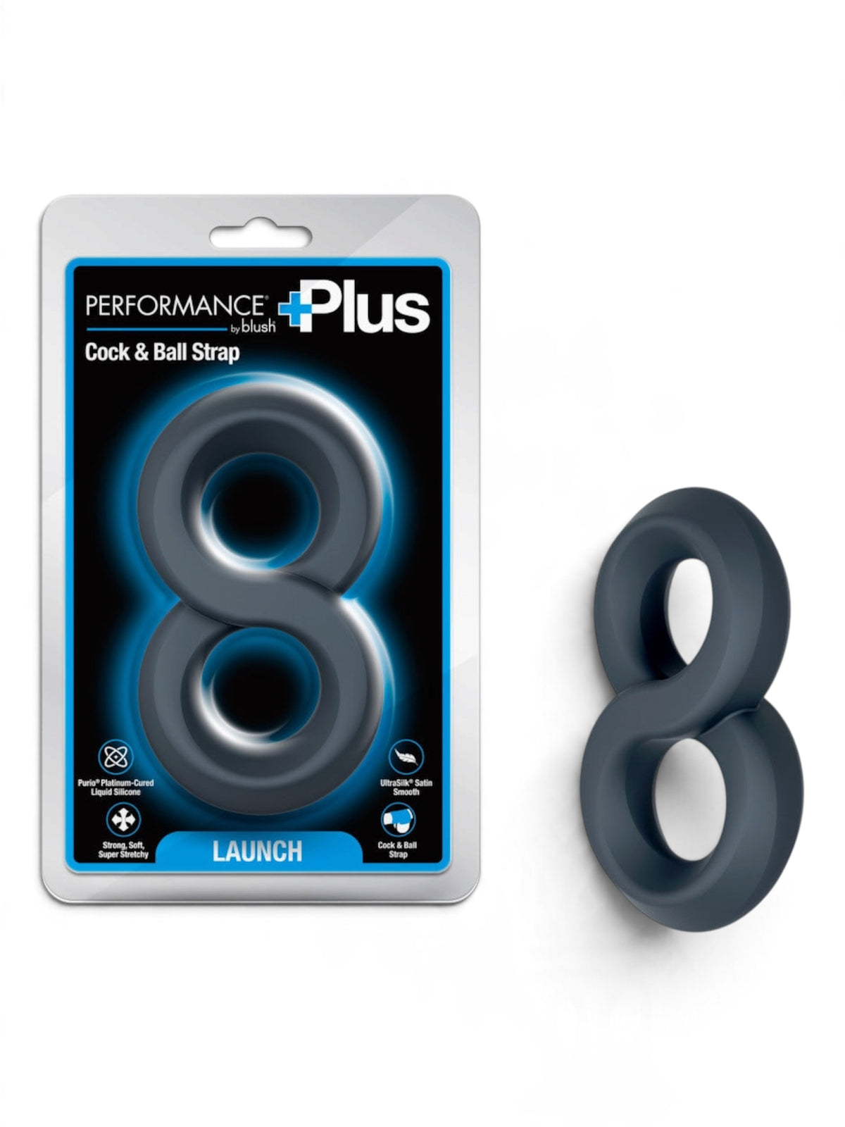 Blush Performance Plus Launch Cock & Ball Strap – Black Silicone Ring
