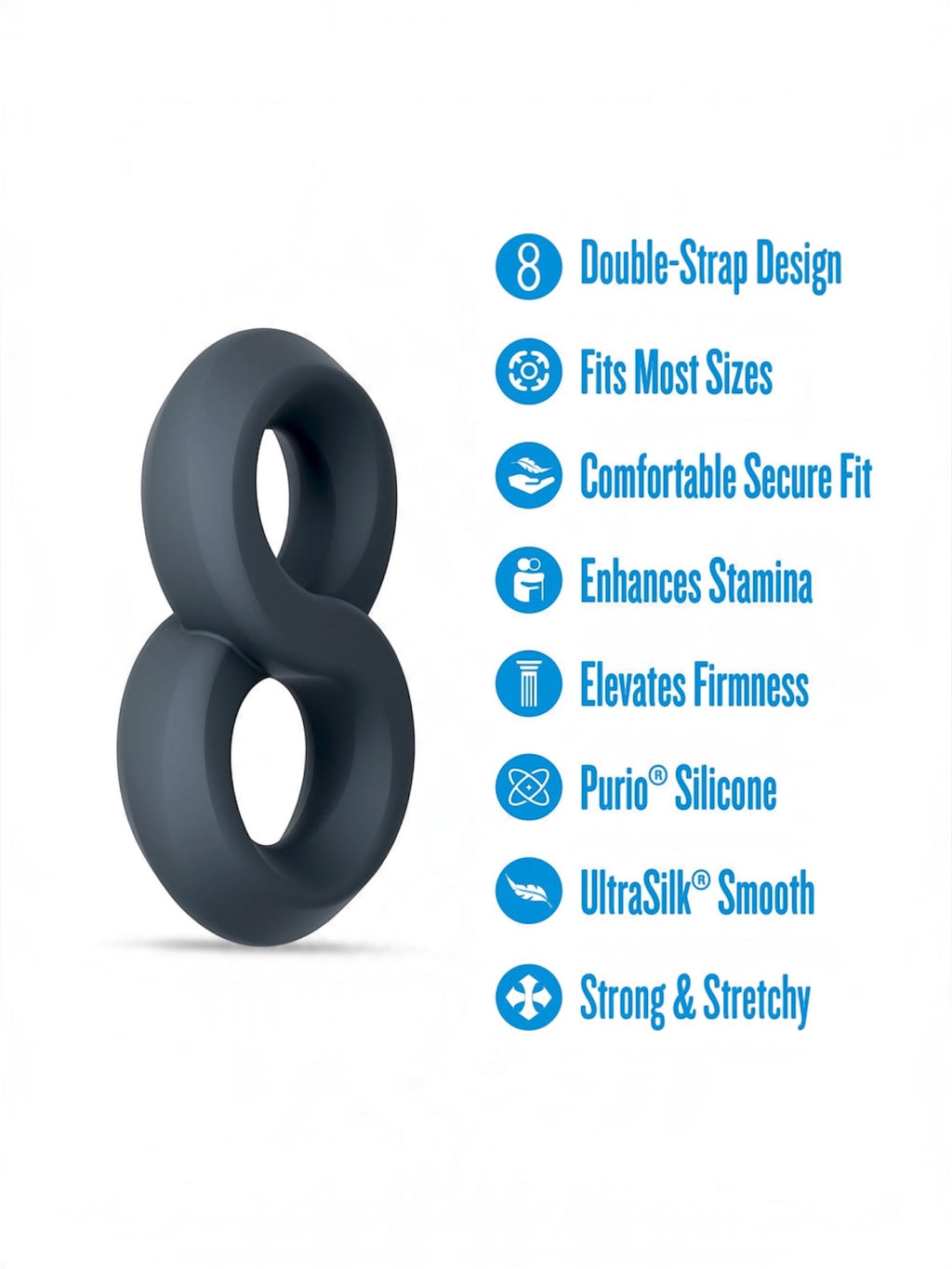 Blush Performance Plus Launch Cock & Ball Strap – Black Silicone Ring