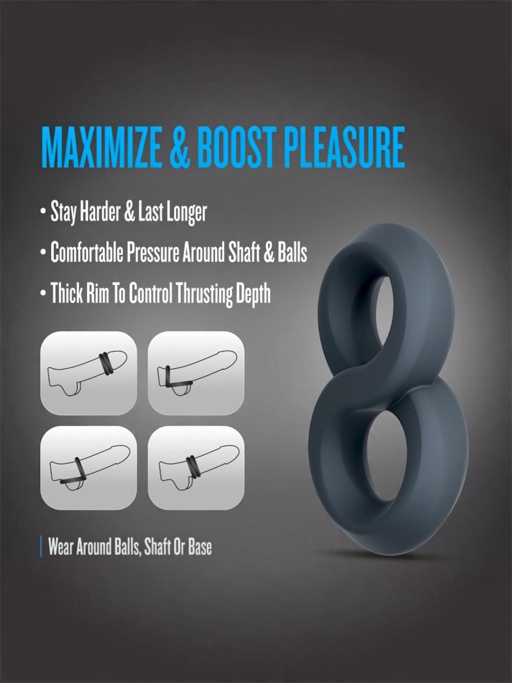 Blush Performance Plus Launch Cock & Ball Strap – Black Silicone Ring