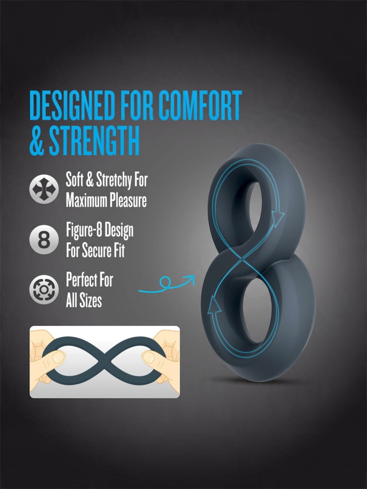 Blush Performance Plus Launch Cock & Ball Strap – Black Silicone Ring