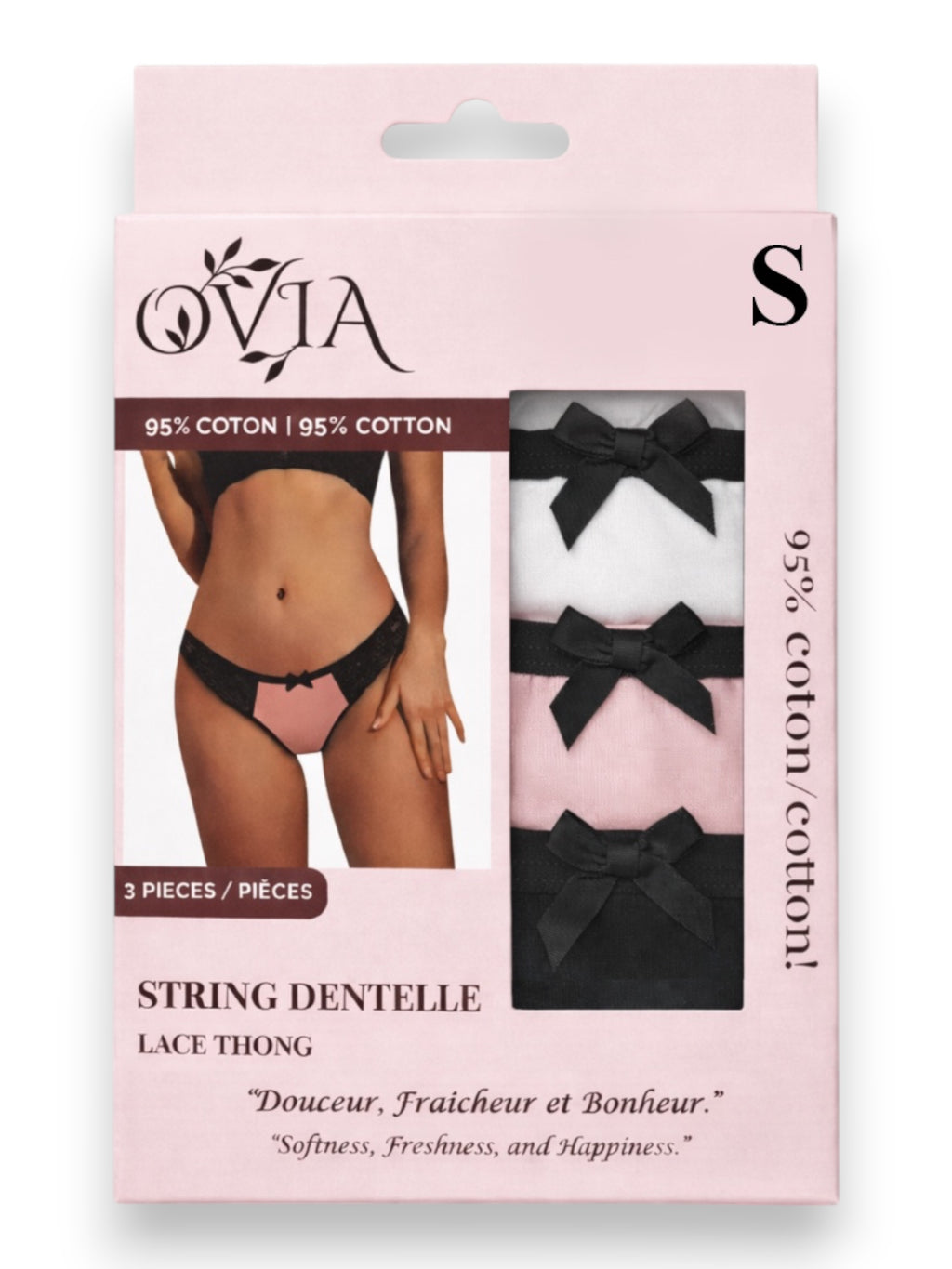 Lot de 3 strings en dentelle Ovia – Strings en dentelle de qualité supérieure