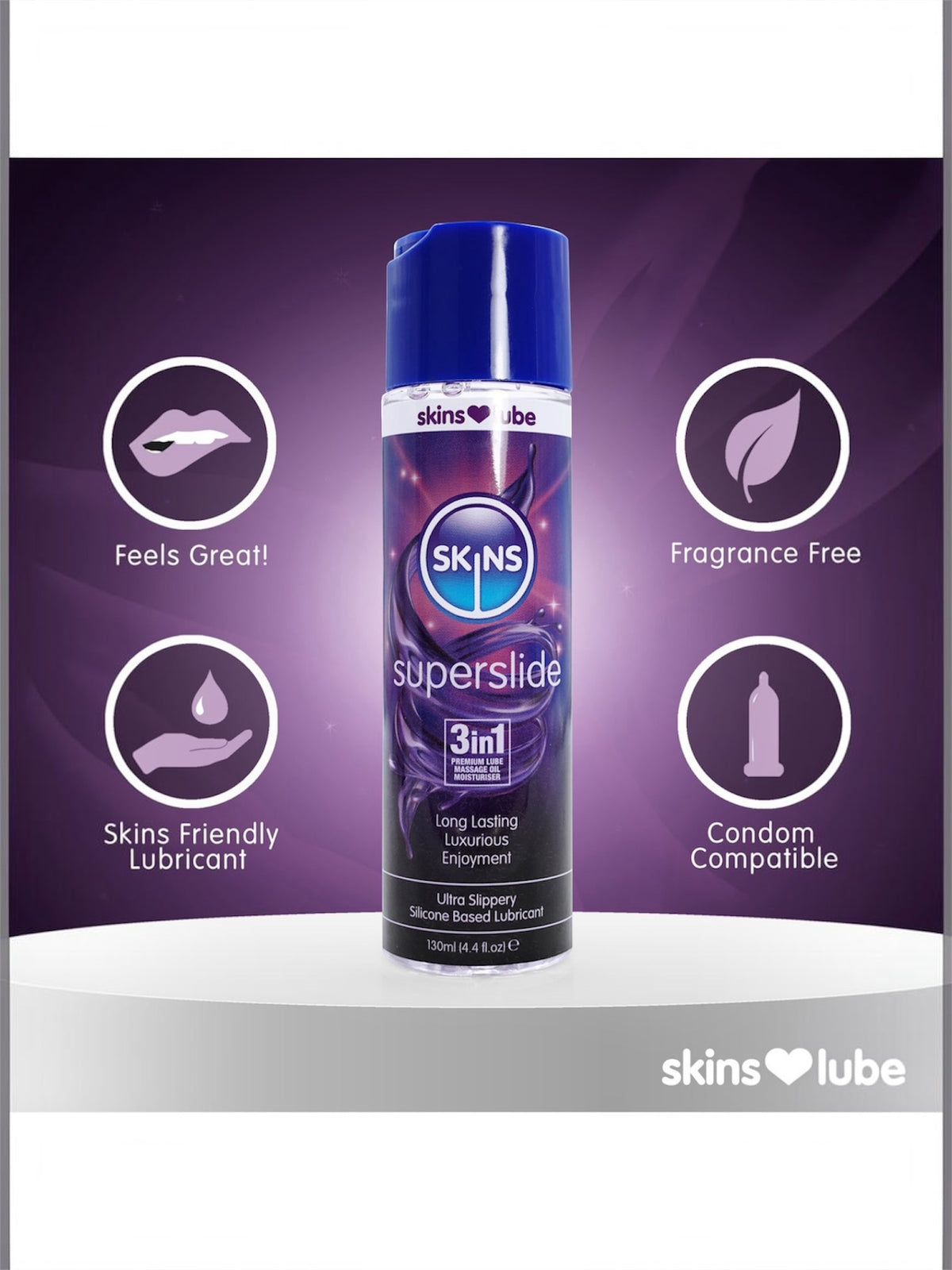 SKINS Super Slide Silicone-Based Lubricant – 4.4 oz (130 mL)