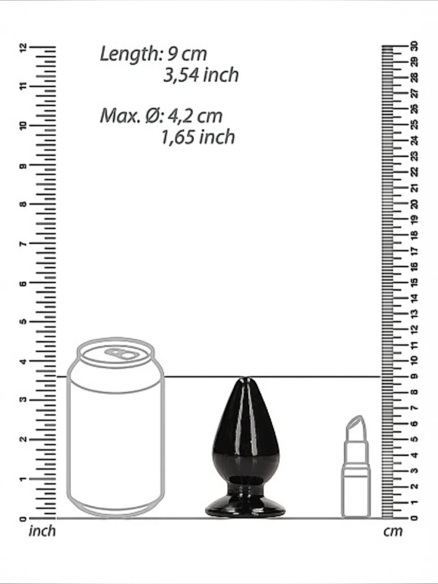 Plug anal – 3,5 / 8,5 cm Noir