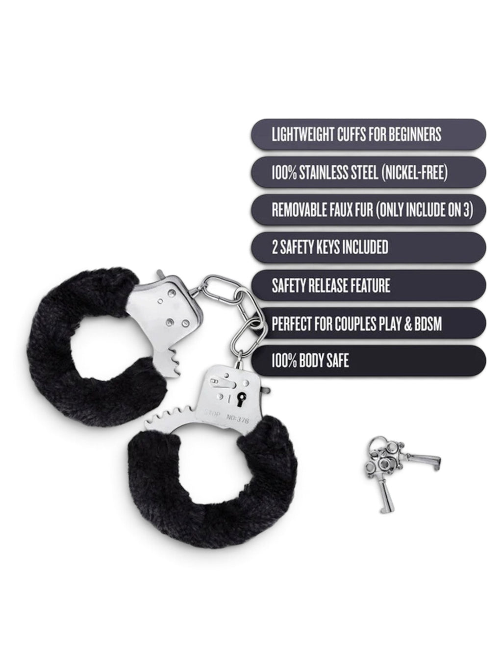 Blush Temptasia Beginner Cuffs 10.5" – Black