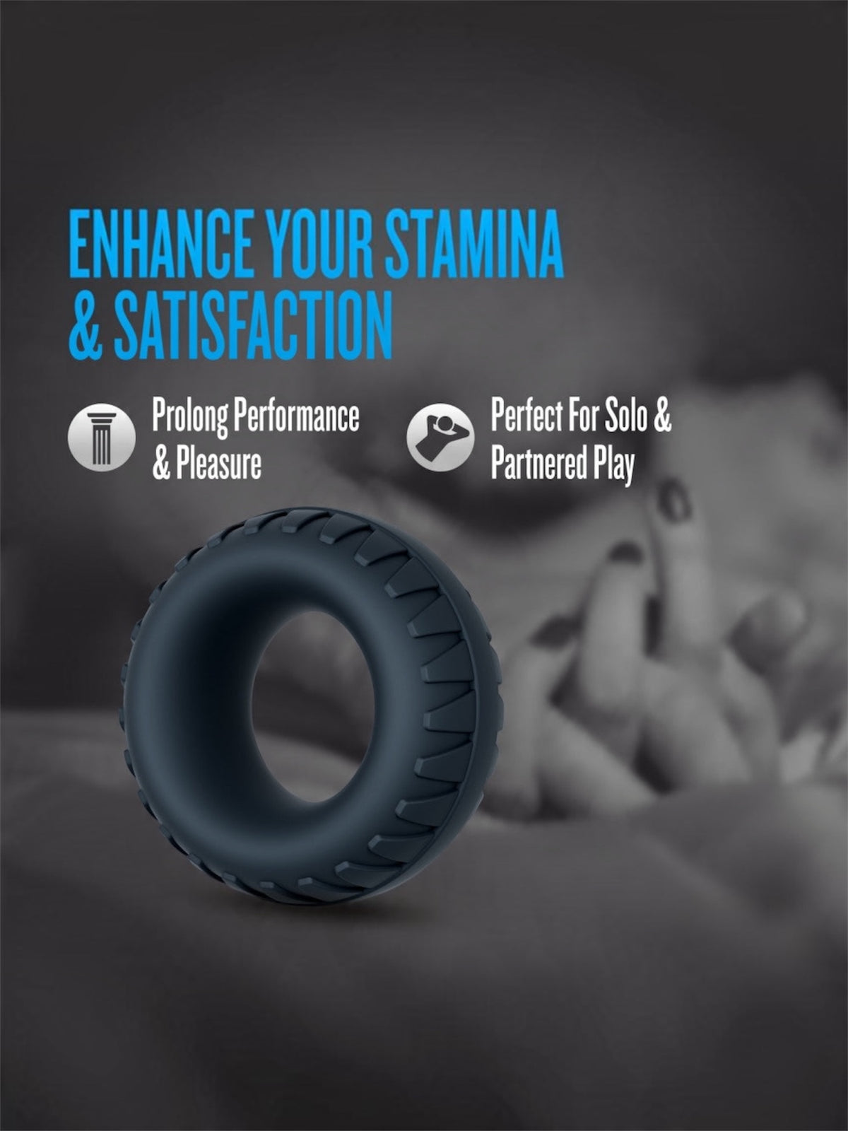 Blush Performance Plus Traction Textured Cock Ring – Black Silicone