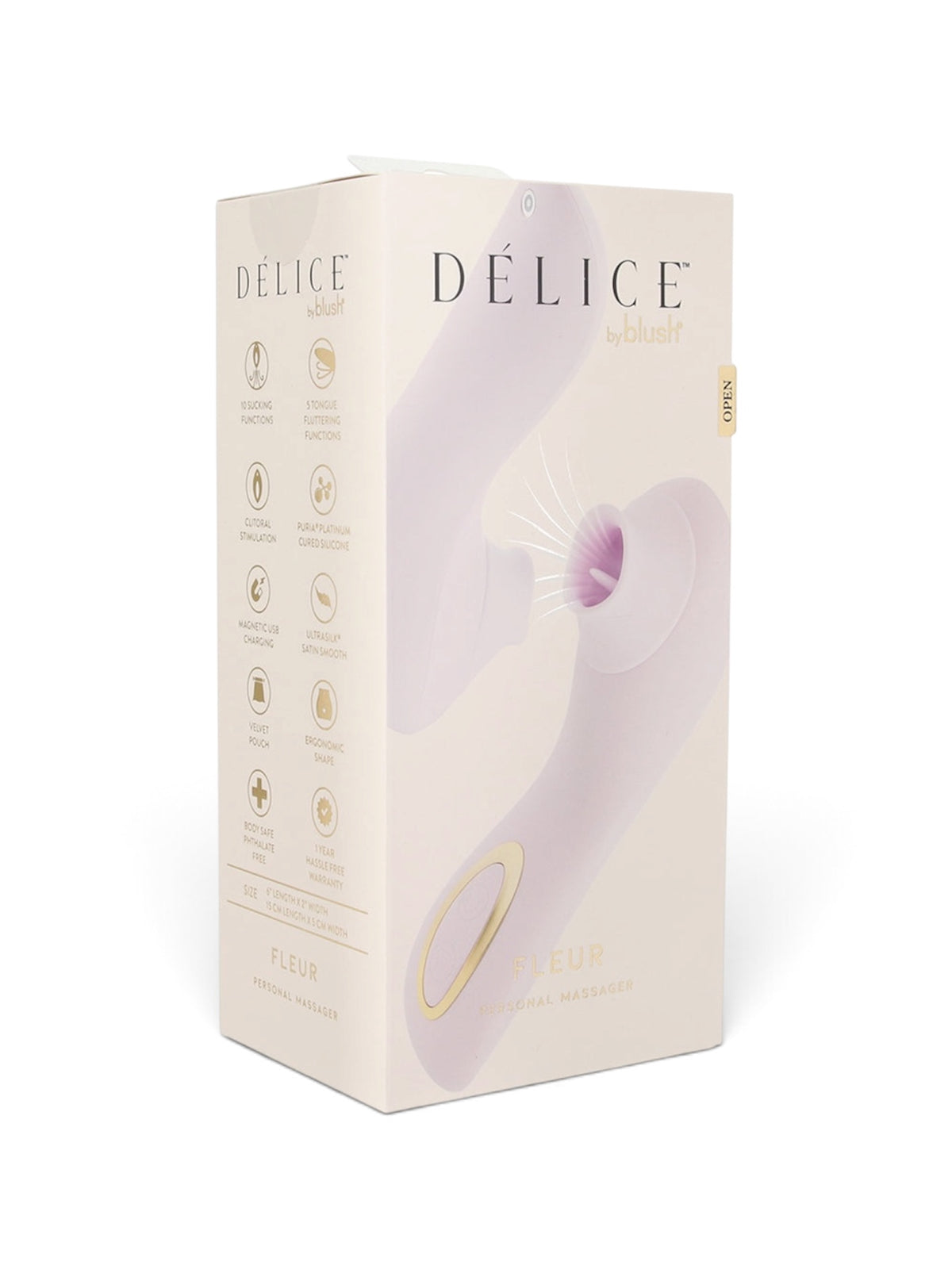 Blush Délice Fleur Rechargeable Fluttering Suction Vibrator – Barely Purple
