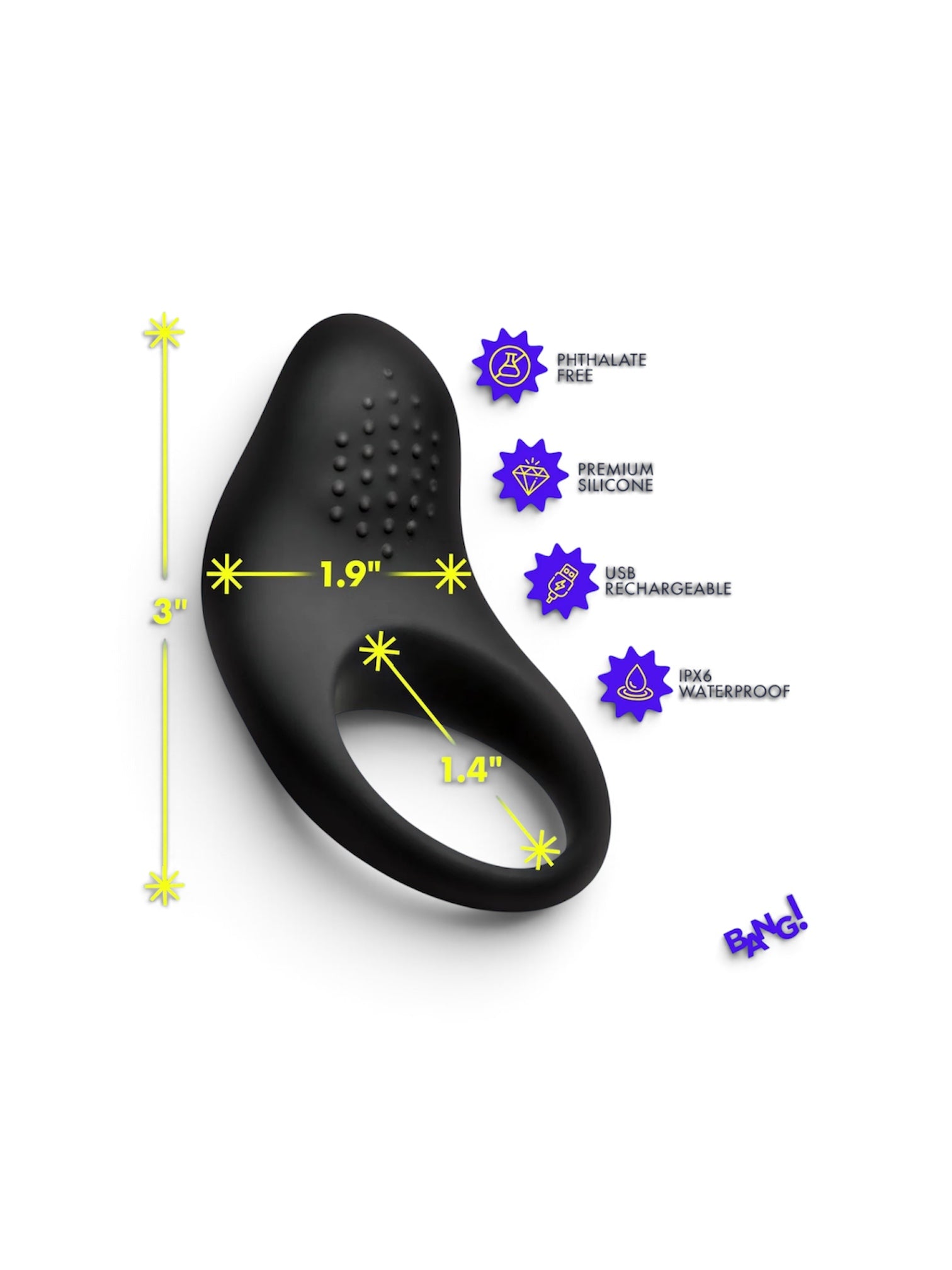 Vibrating Silicone Cock Ring - Black