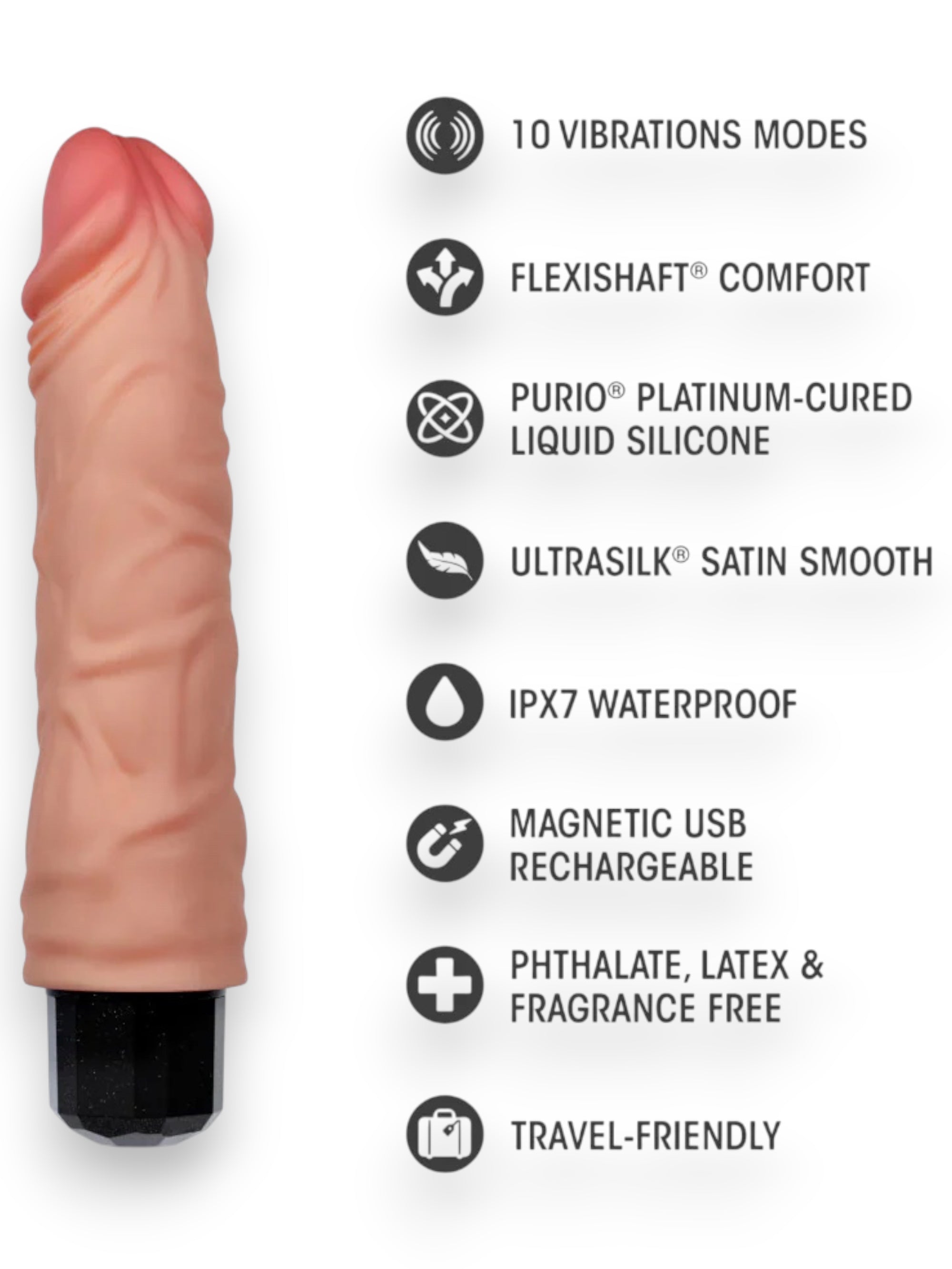 Dr. Skin® Dr. Hunt Realistic Vibrating Dildo – 8.75"