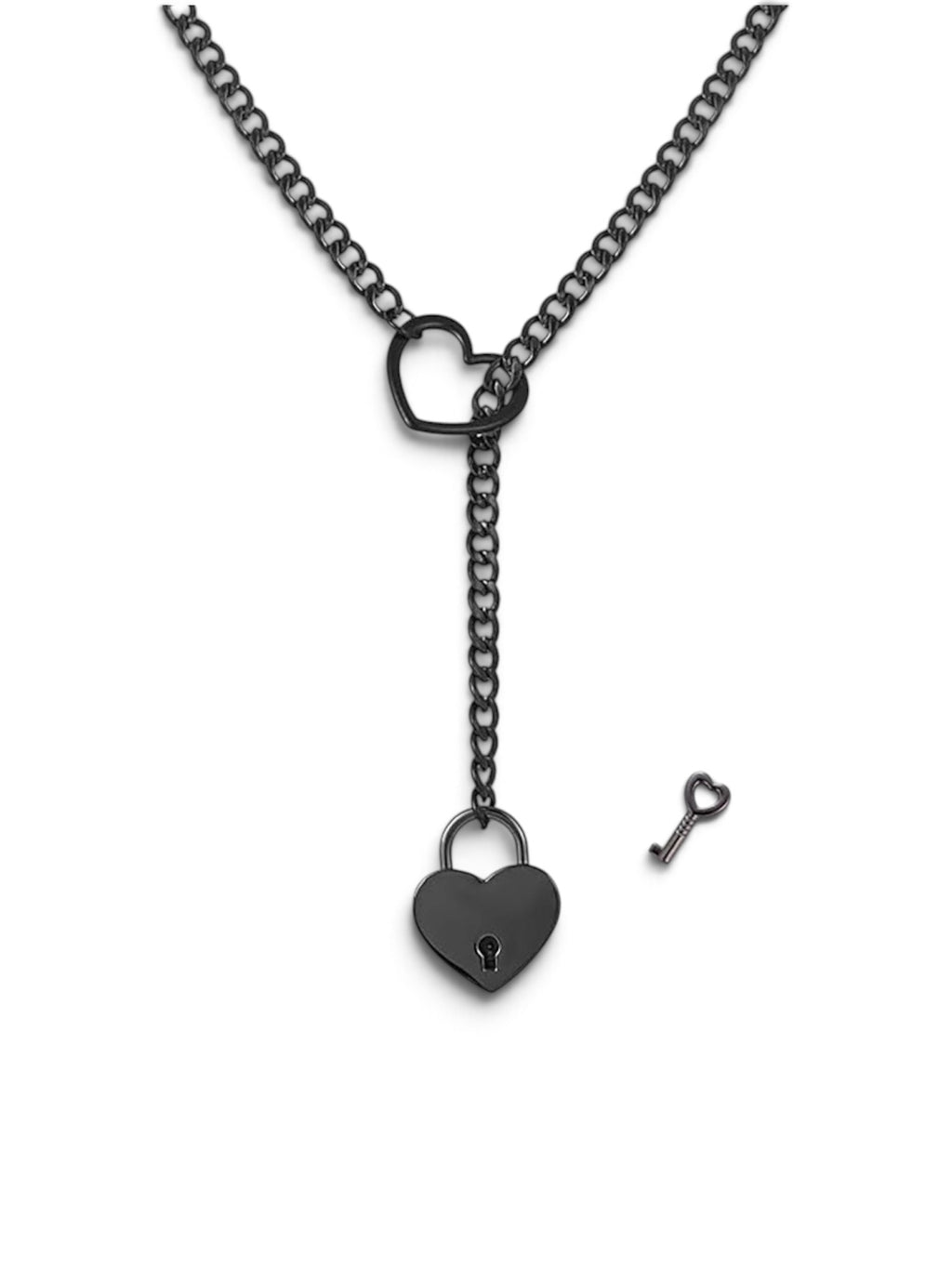 Heart & Lock O-Ring Slip Choke Chain – Black
