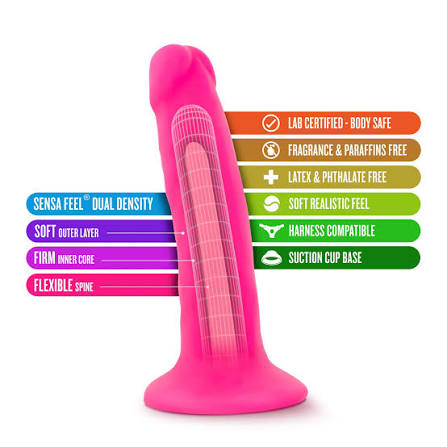 Neo - 6 Inch Dual Density Cock - Neon Pink