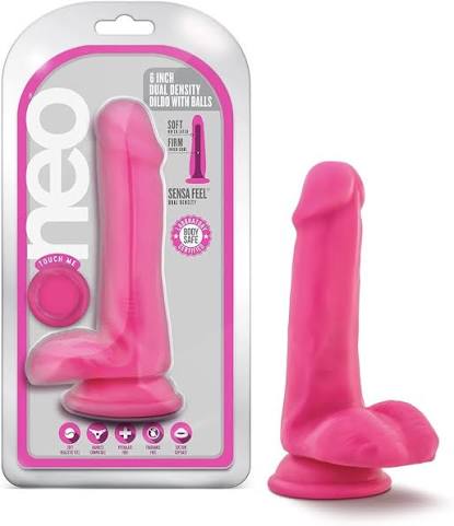 Neo - 6 Inch Dual Density Cock With Balls - Neon P