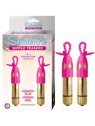Seduce Me Vibrating Silicone Nipple Teasers - Pink & Gold