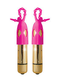 Seduce Me Vibrating Silicone Nipple Teasers - Pink & Gold