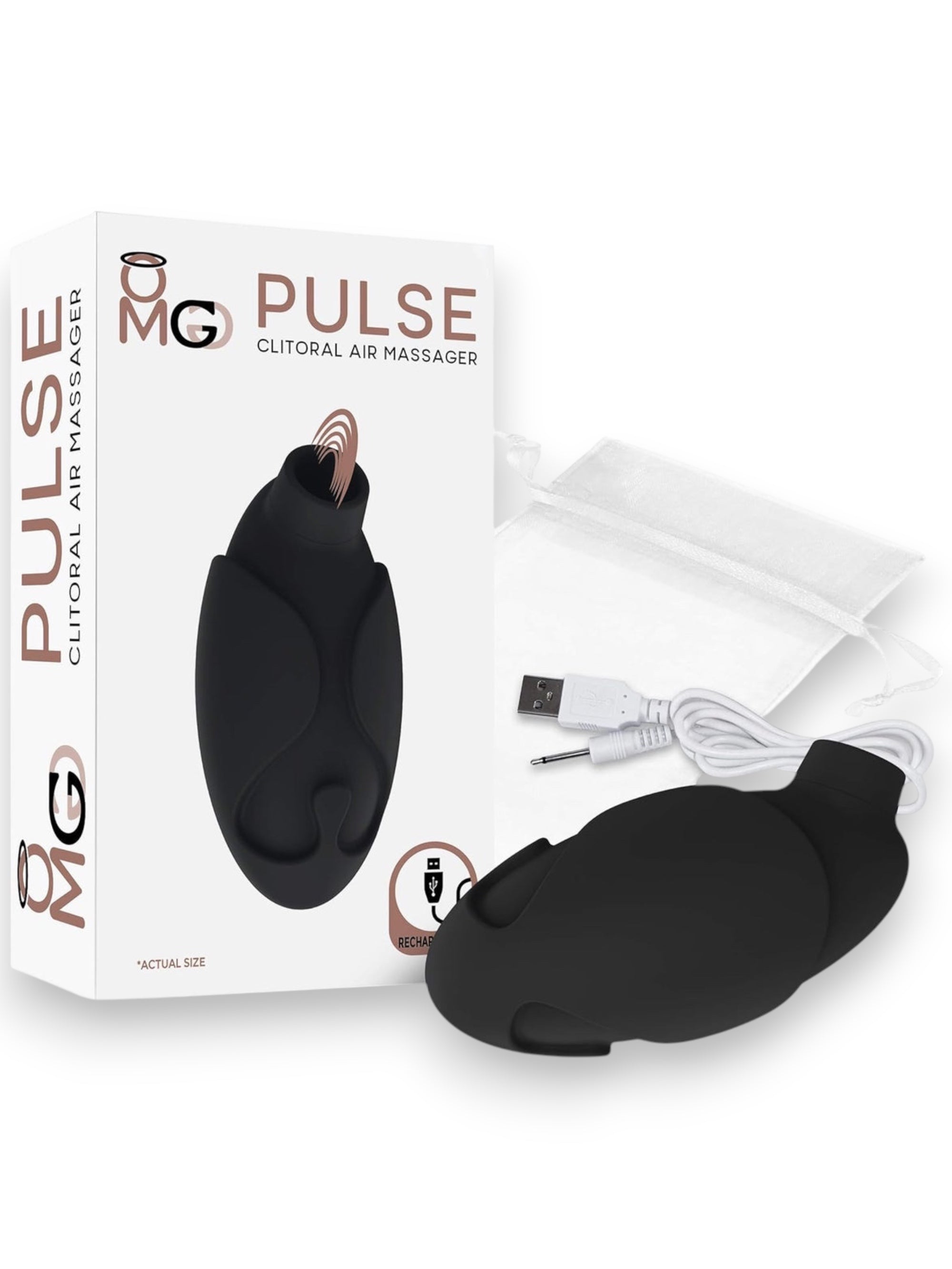 OMG Pulse Rechargeable Clitoral Air Massager – Black