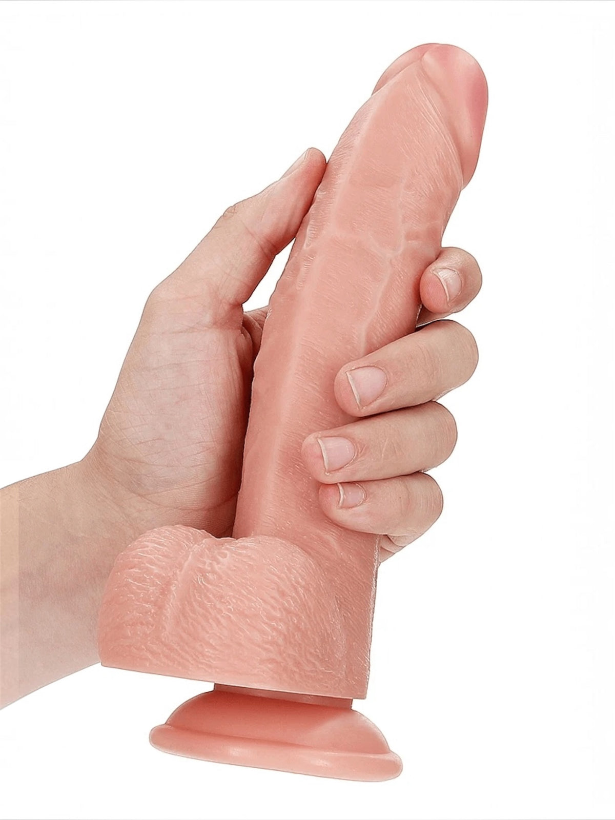 REALROCK Rubber Curved Realistic Dildo with Balls 8"