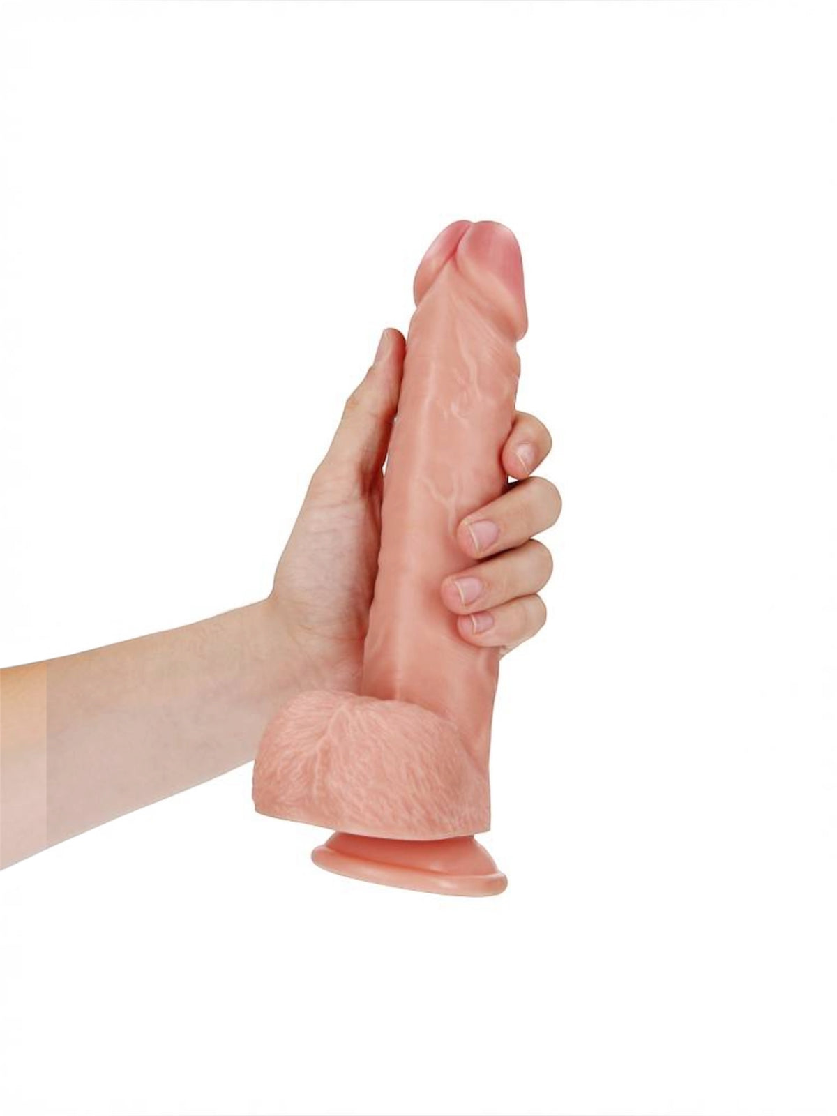 REALROCK Rubber Straight Realistic Dildo with Balls & Suction Cup 9"