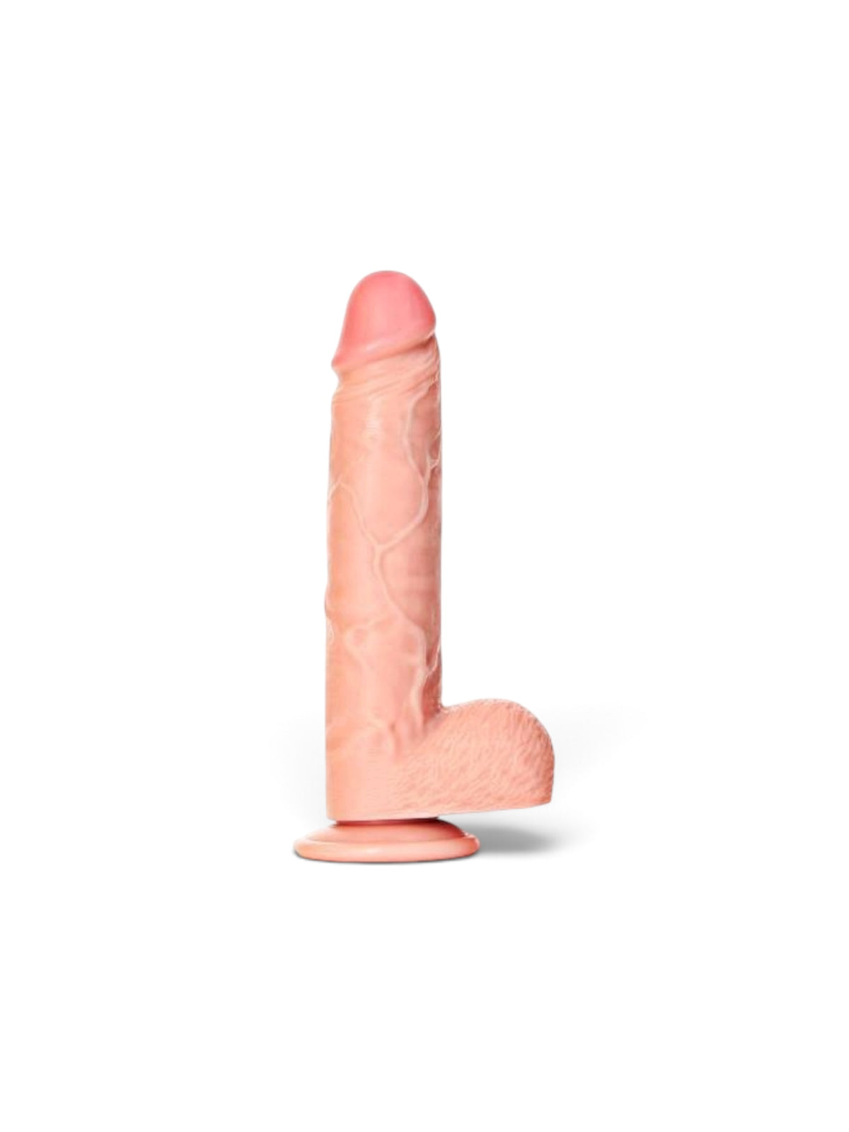 REALROCK Rubber Straight Realistic Dildo with Balls & Suction Cup 9"