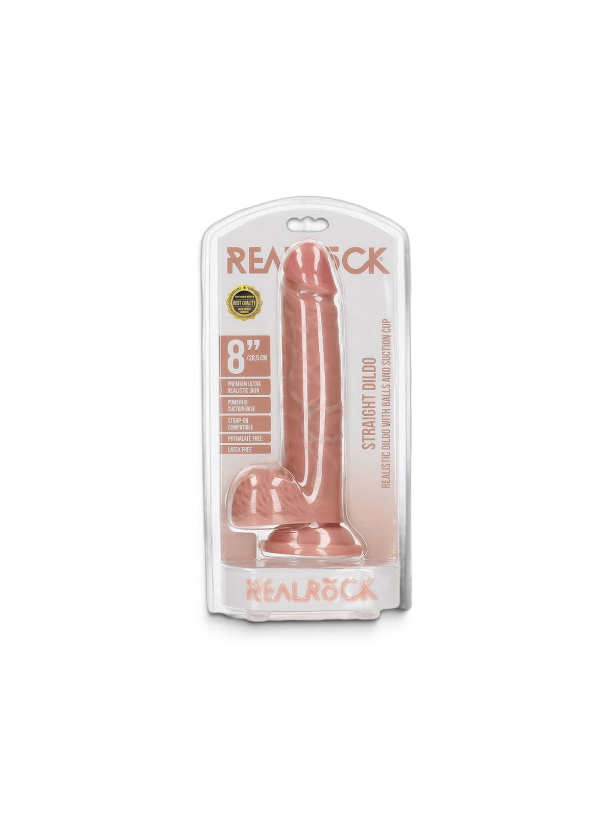 REALROCK Rubber Straight Realistic Dildo with Ball 8"
