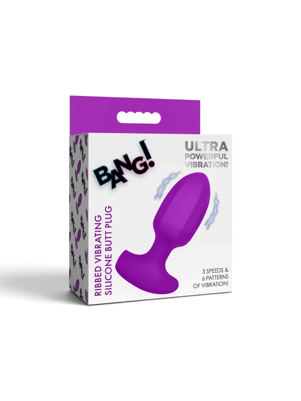 Ribbed Vibrating Silicone Butt Plug – Purple