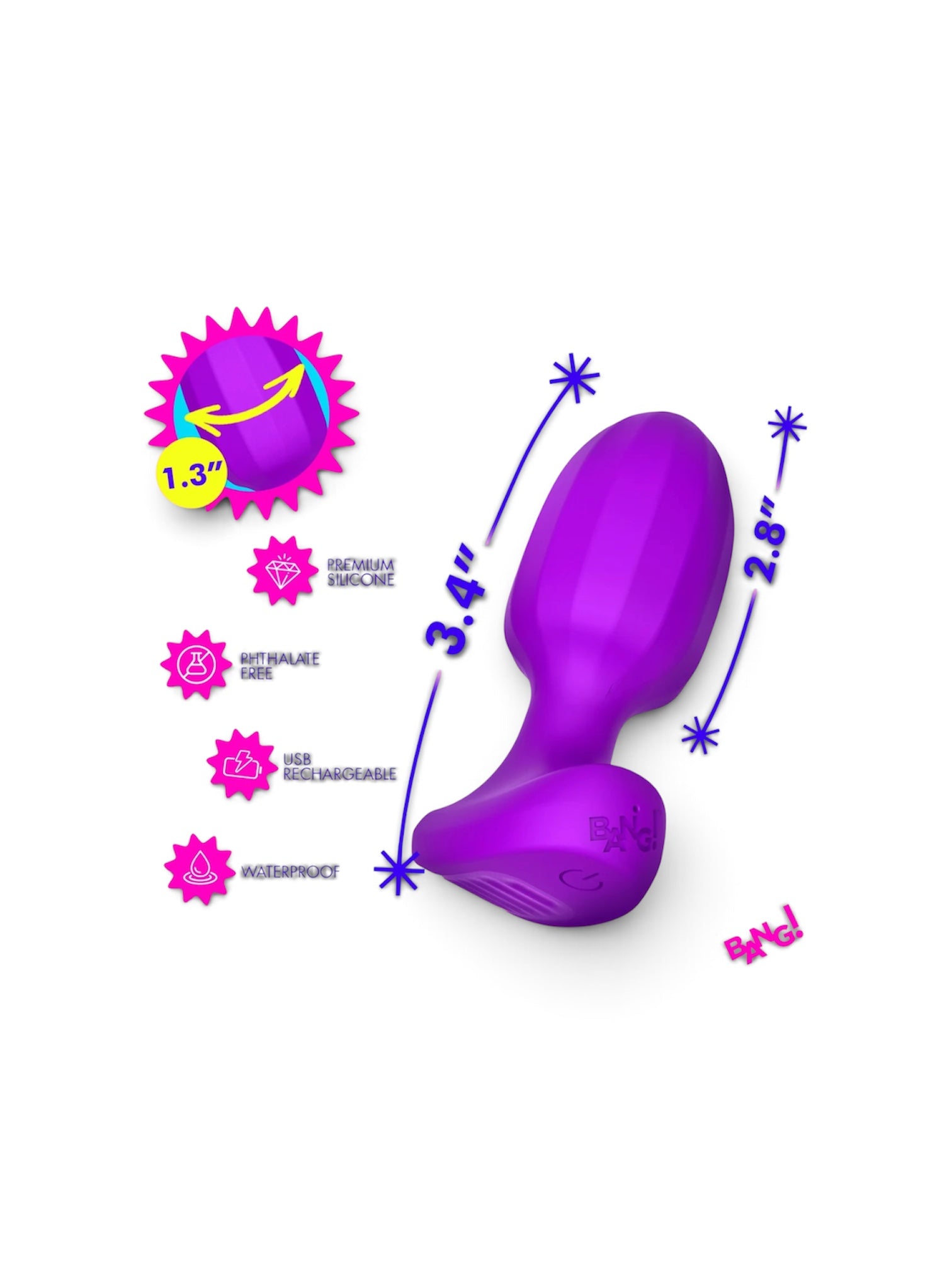 Ribbed Vibrating Silicone Butt Plug – Purple