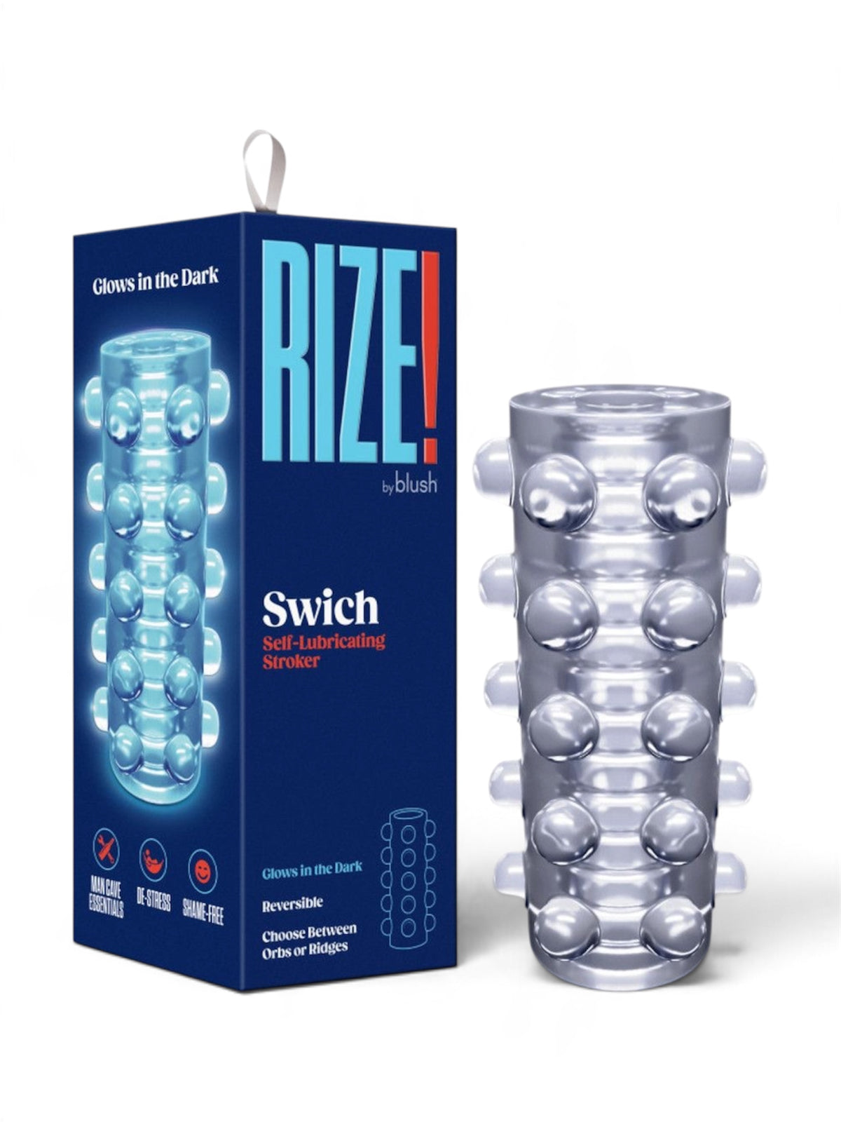 Blush Rize Switch Glow-in-the-Dark Self-Lubricating Stroker – Clear
