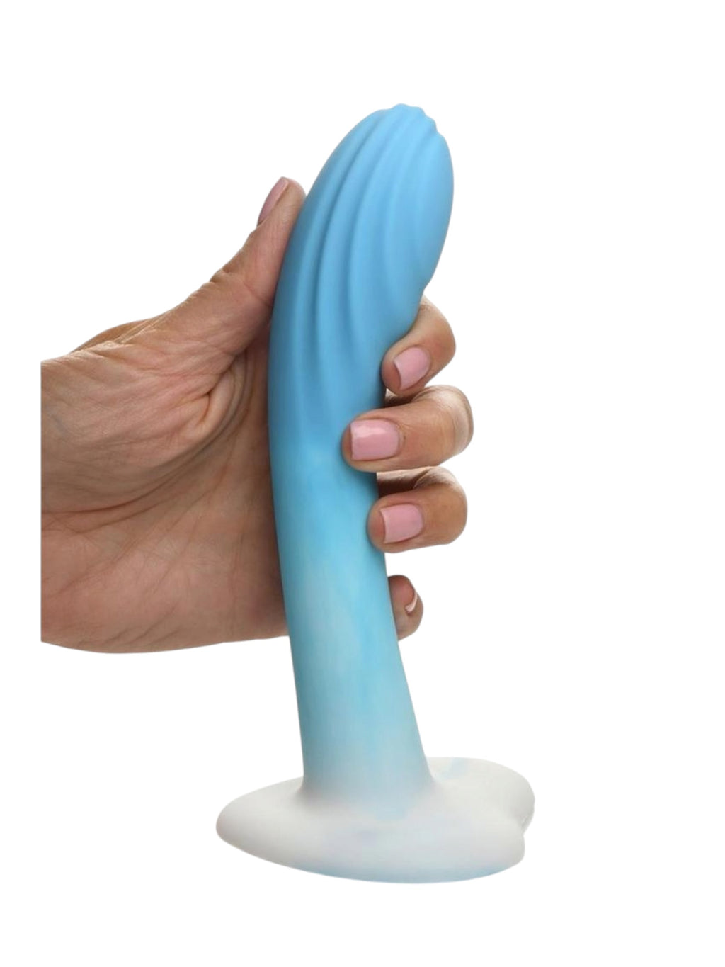 Simply Sweet Rippled Silicone Dildo – Blue/White