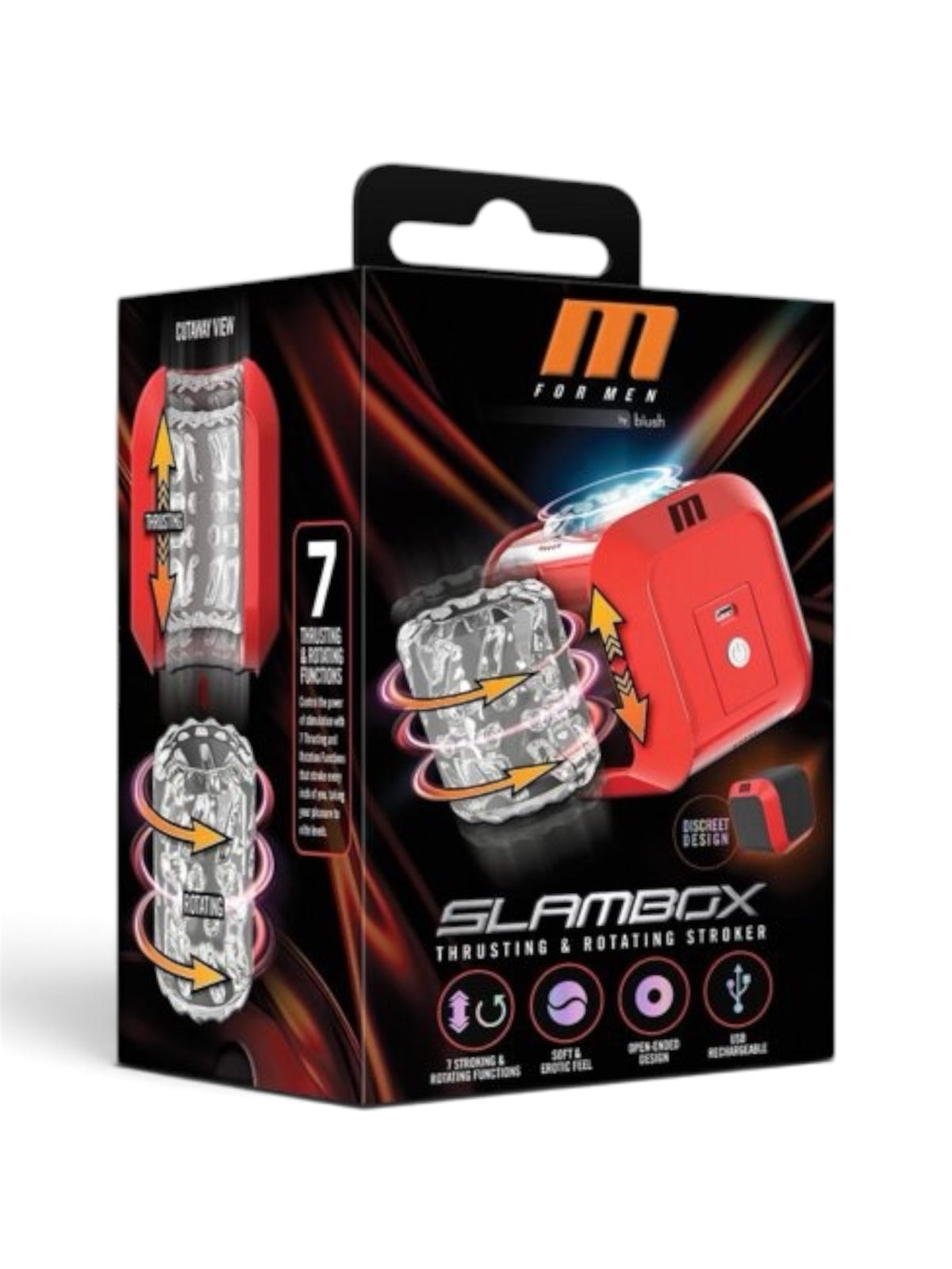 Blush M for Men SlamBox Automatic Rotating Stroker – Red