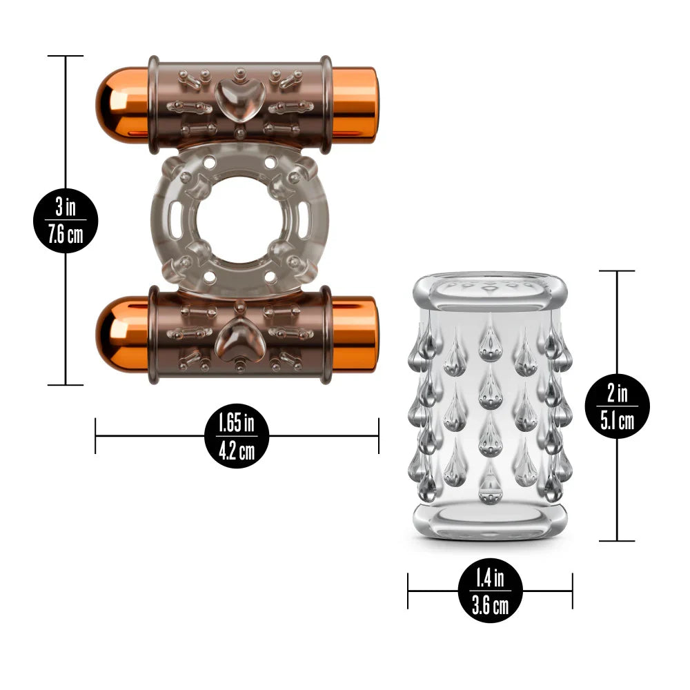 Stay Hard – Vibrating Cock Ring Set with Sleeve & 2 Bullets