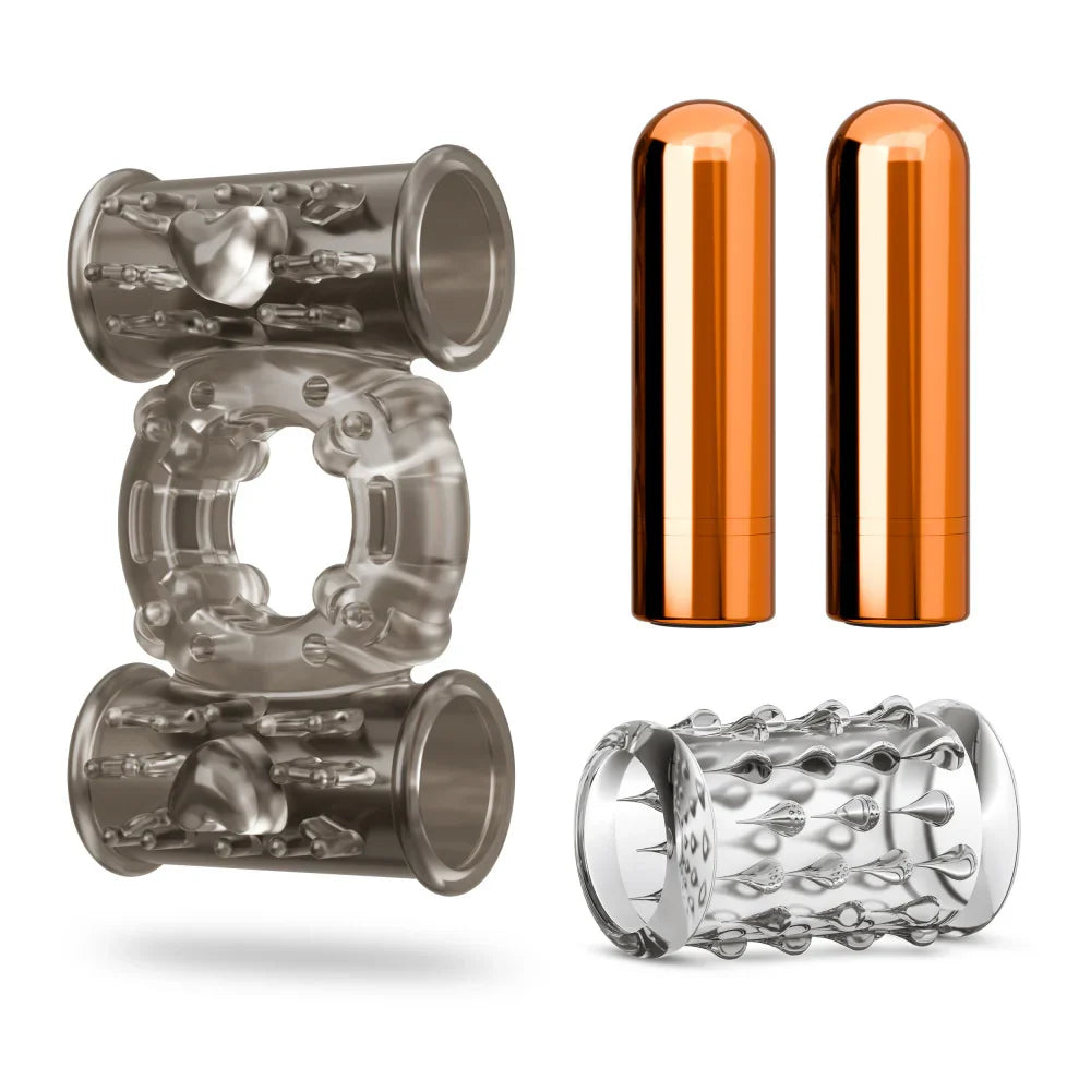 Stay Hard – Vibrating Cock Ring Set with Sleeve & 2 Bullets