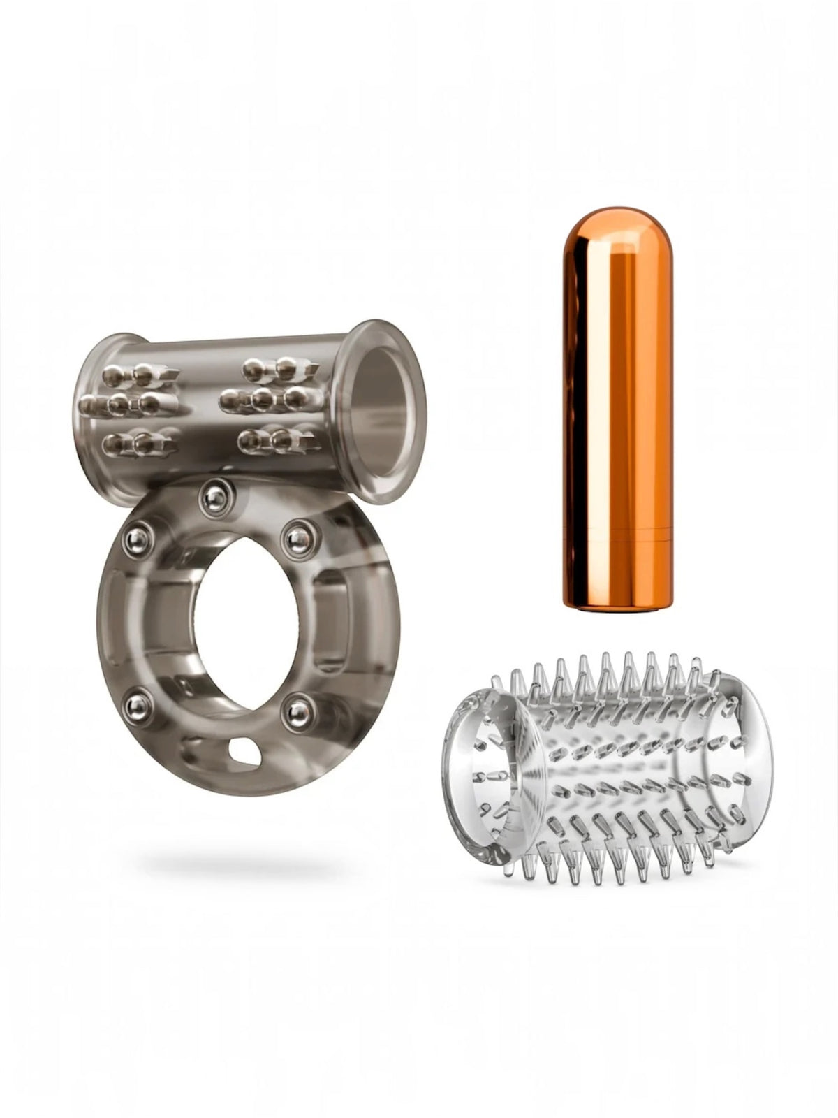 Stay Hard Vibrating Cock Ring Set with Sleeve