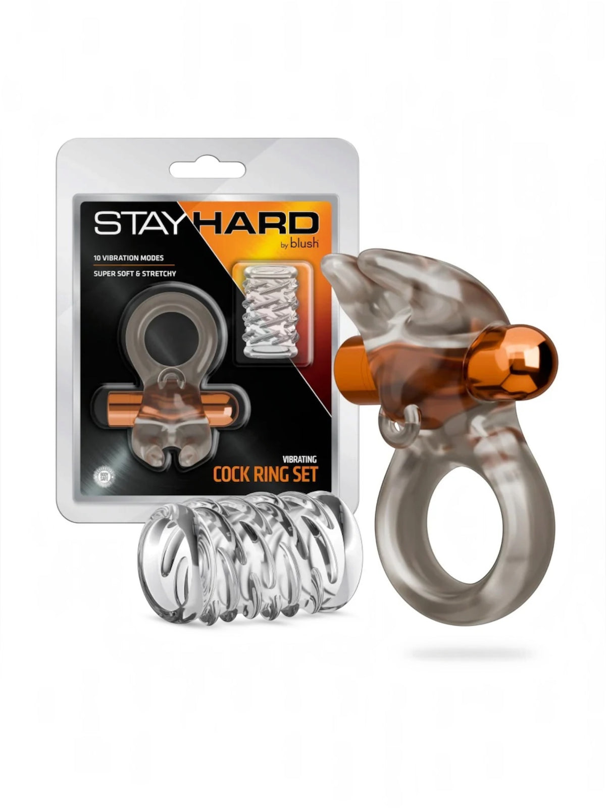 Stay Hard – Vibrating Cock Ring Set with Sleeve