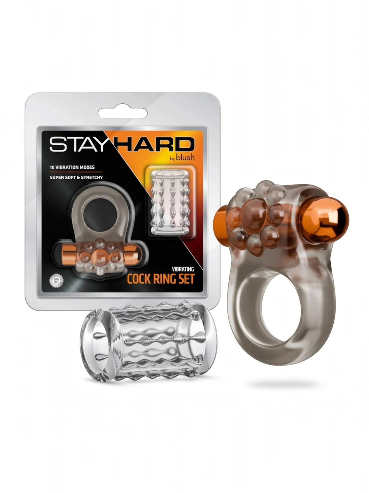 Stay Hard – Vibrating Cock Ring Set with Sleeve