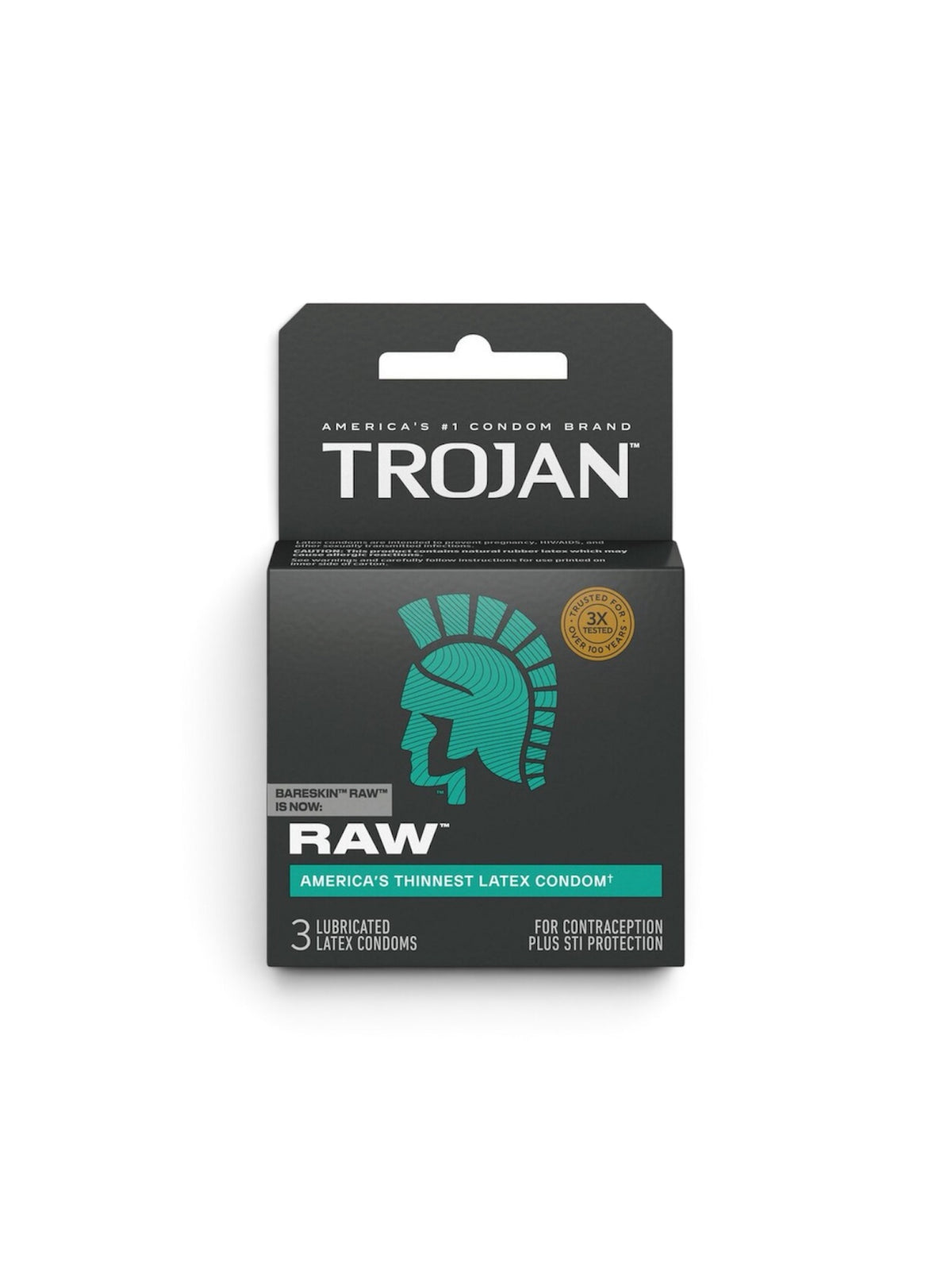 Trojan Raw Thinnest Latex Lubricated Condoms – 3 Count